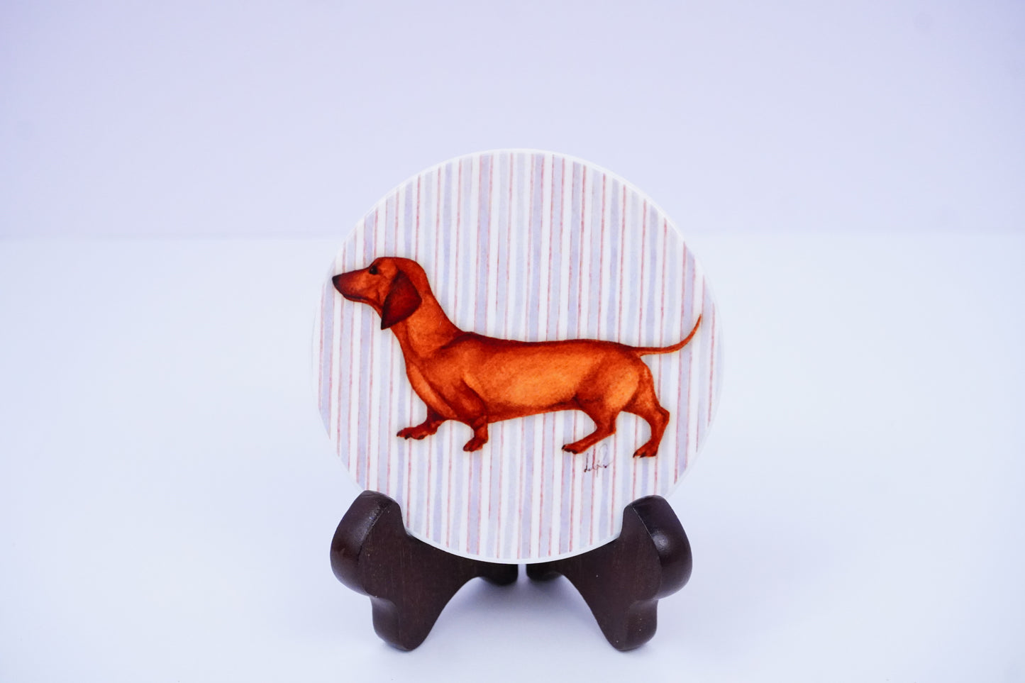 Dachshund Love Ceramic Striped Coaster - Set of 4