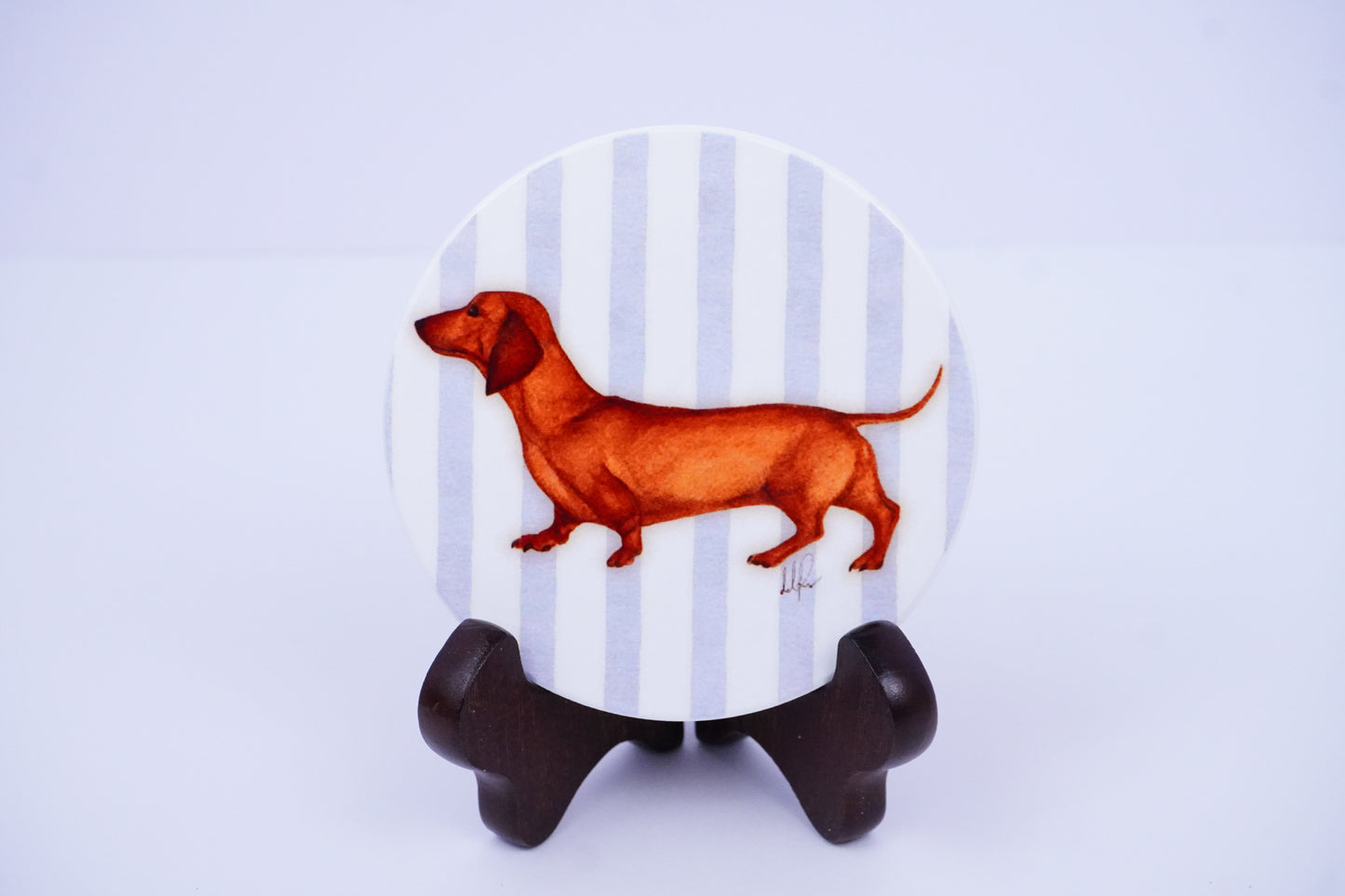 Dachshund Love Ceramic Striped Coaster - Set of 4