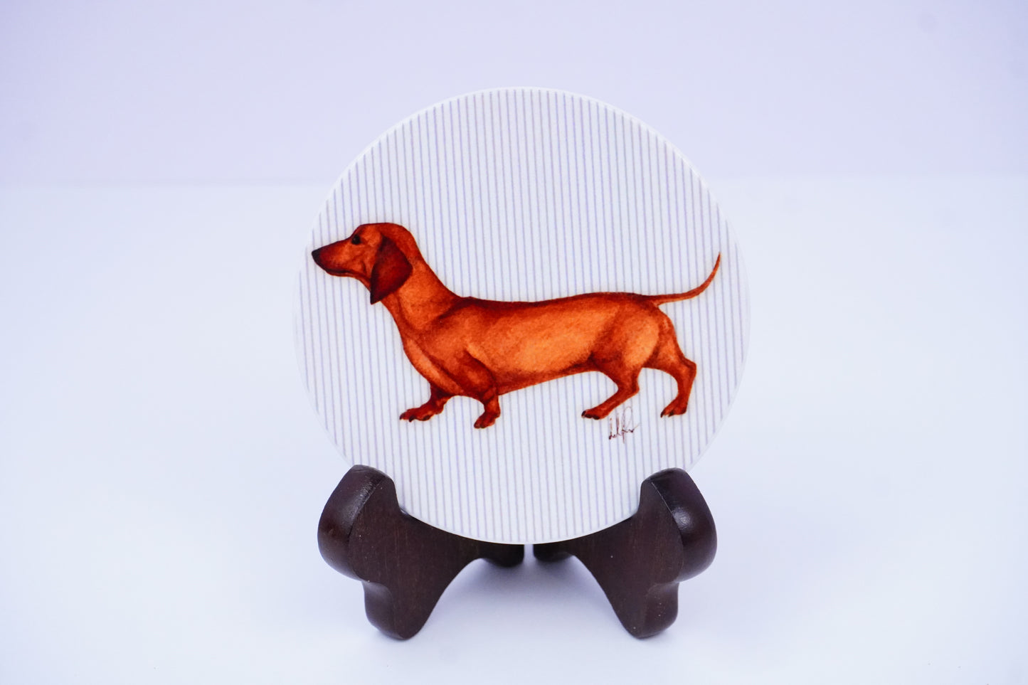 Dachshund Love Ceramic Striped Coaster - Set of 4